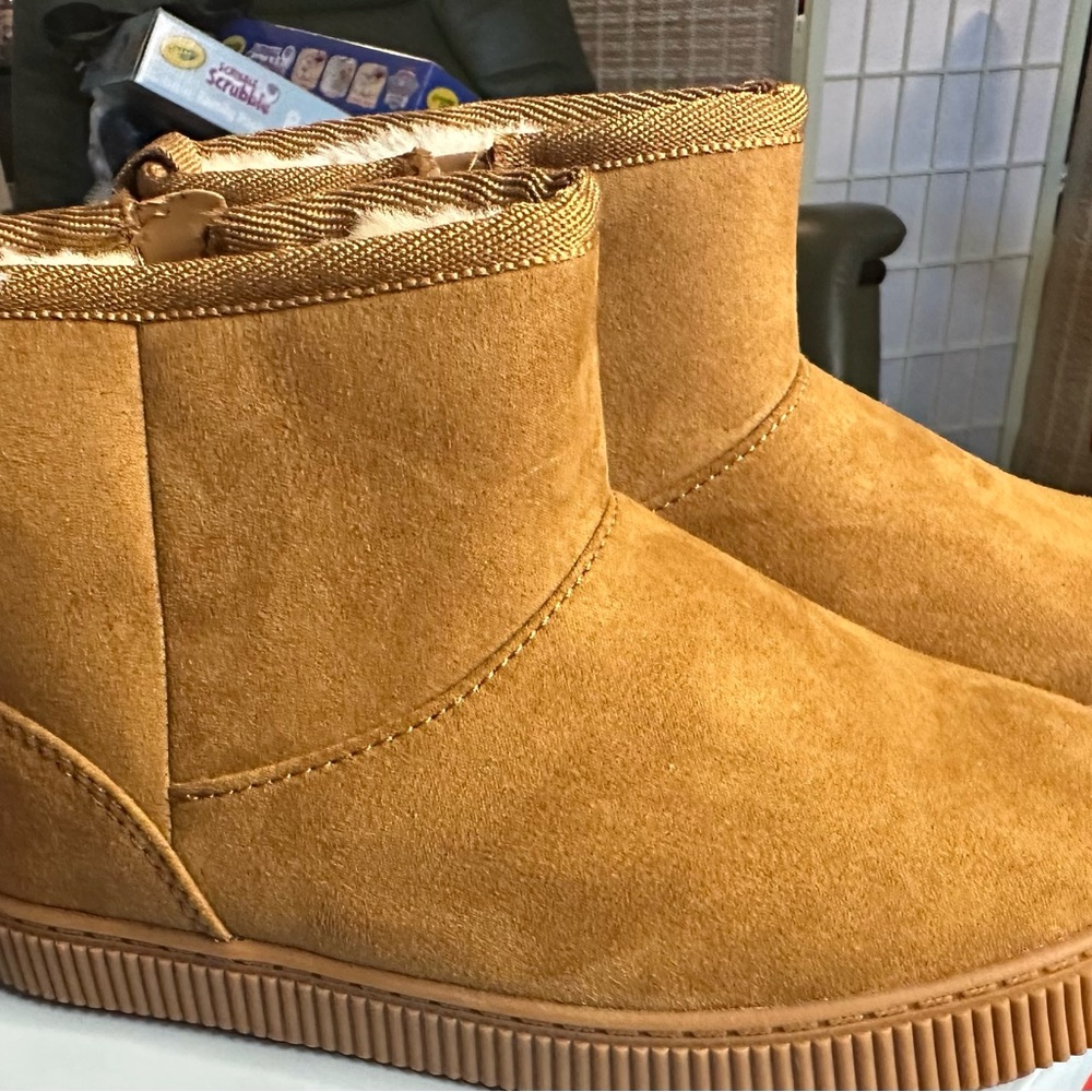 Cozy Suede Ankle Boots in Camel